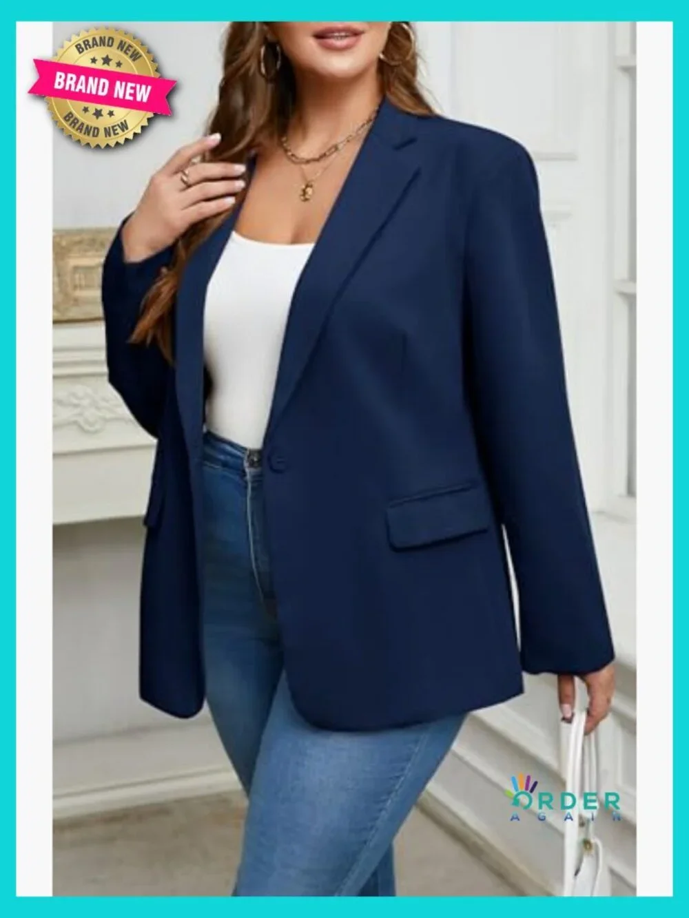 Plus Size Blazer Notch Collar Long Sleeve Work Office Open Front Suit Jacket